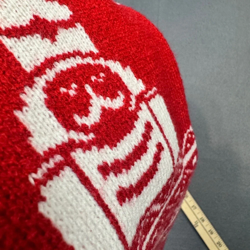 Red White Nutcracker Knit Christmas Stocking‎ Patterned Trees Holiday Soft 18in